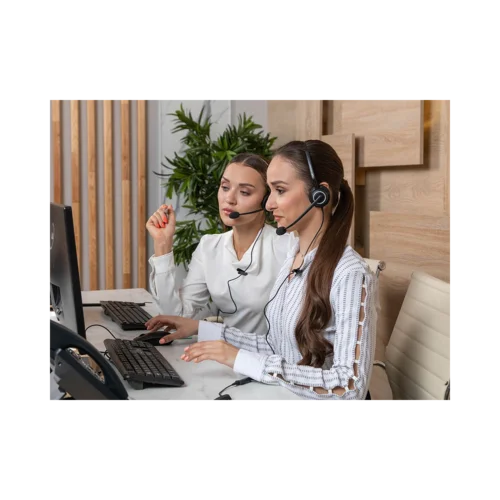 Проводная гарнитура VT5000-D QD(P)-RJ9(03), Дуо, Узкополосный звук, QD, переходник QD-RJ09(03)